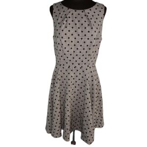 ELLE Plaid polka-dot flare dress in gray/black